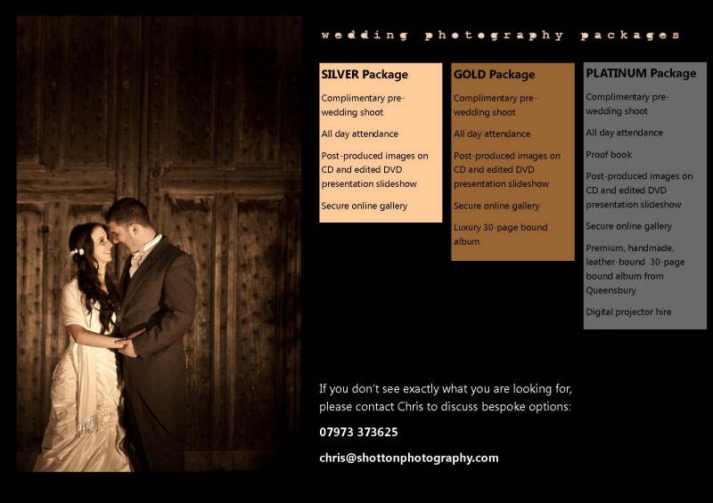 pricing for essex wedding photographer